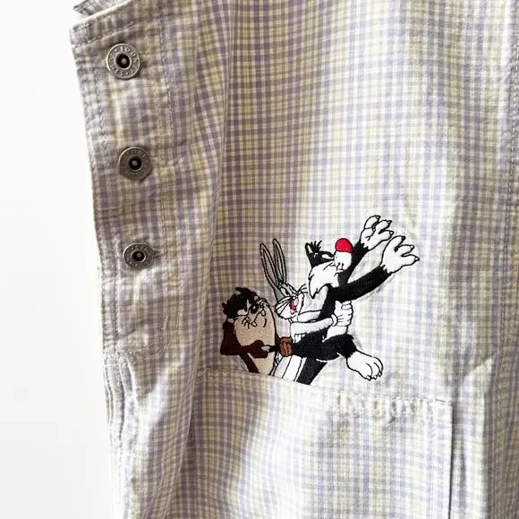 90s Vintage Looney Tunes Plaid Tank Dress Size Small - Picture 6 of 7